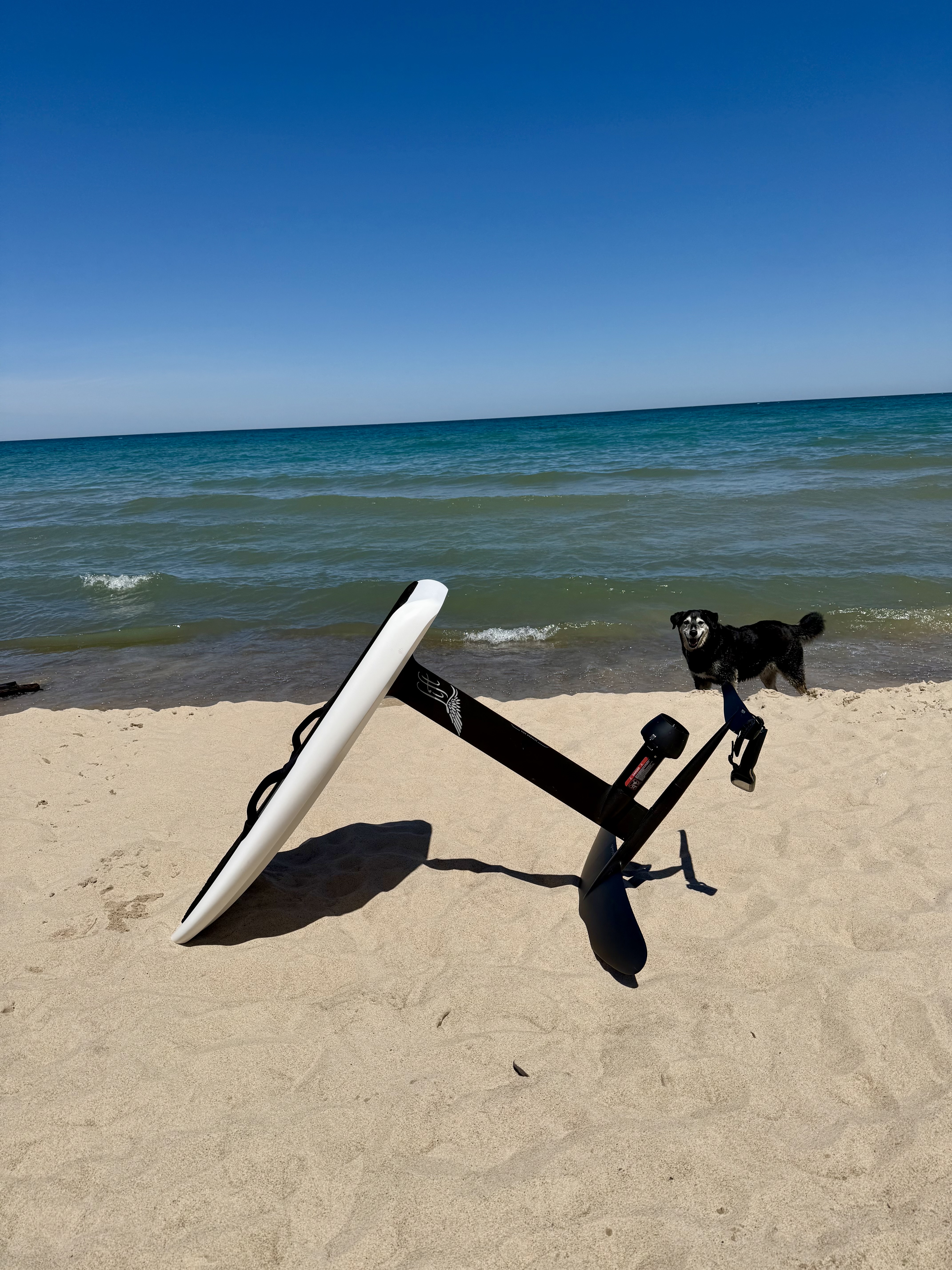 E-foil board on the beach